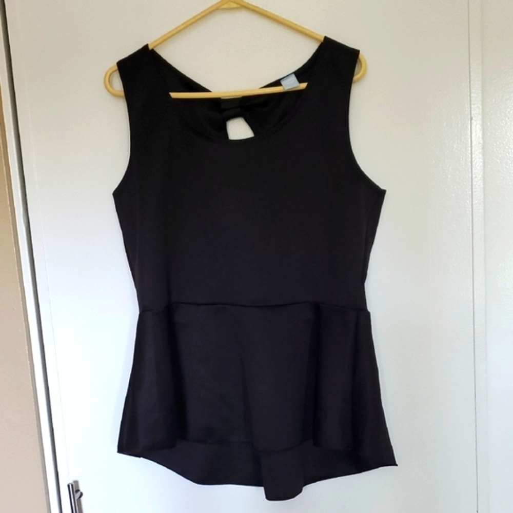 Black Sleeveless Peplum Tank Top - Women